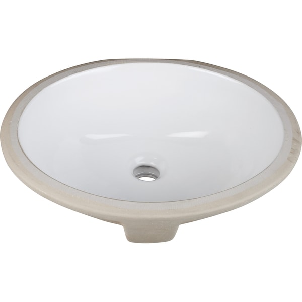 Hardware Resources 15-9/16" Lx13" W White Oval Undermount Porcelain Bathroom Sink With Overflow H8809WH - main